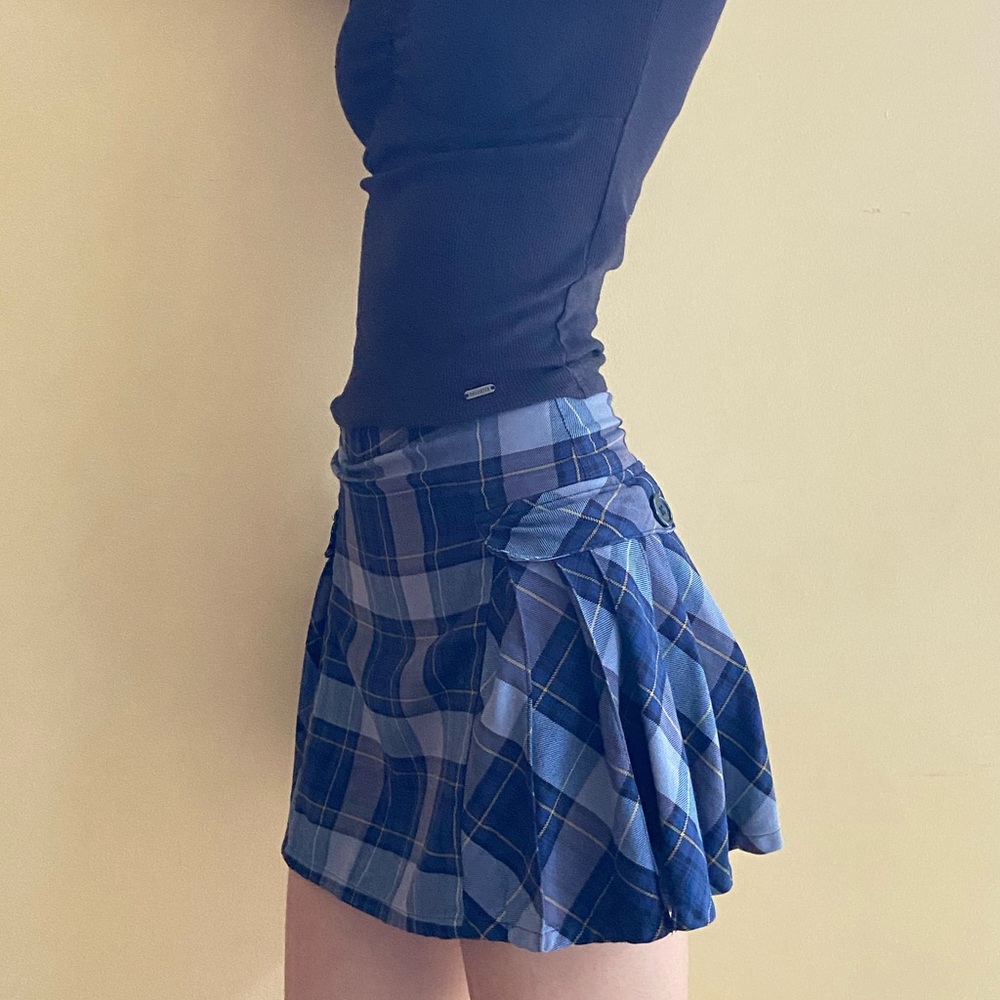 Lands' End Blue Plaid Mini Skirt